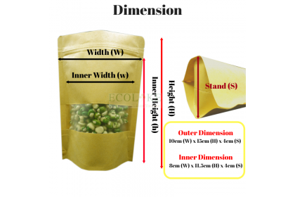50 pieces Zip-Lock Extra Thick Window Brown Splash Proof Paper Kraft Food Packaging with stand pouch