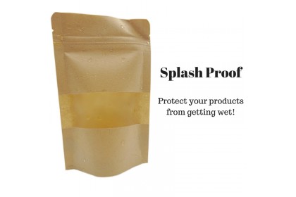 50 pieces Zip-Lock Extra Thick Window Brown Splash Proof Paper Kraft Food Packaging with stand pouch