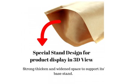 50 pieces Zip-Lock Extra Thick Window Brown Splash Proof Paper Kraft Food Packaging with stand pouch