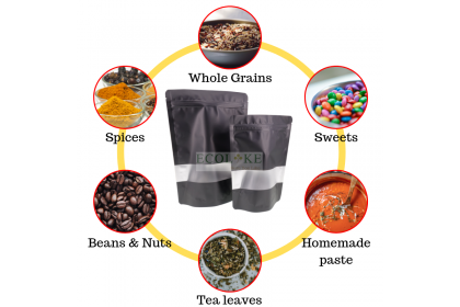 50 pieces Ziplock Black Window Food Grade Packaging